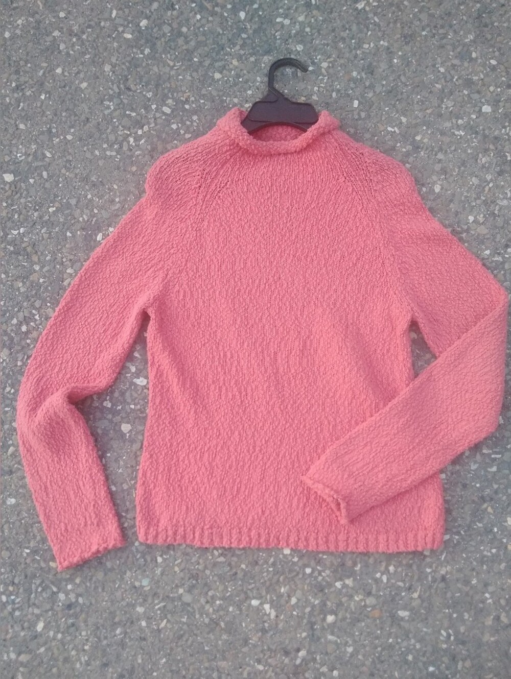 Vintage JCrew Roll Neck Sweater Pullover Large Coral Pink Orange